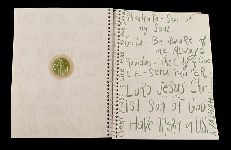 A handwritten page with various spiritual and religious phrases, including references to Jesus Christ and the city of God.