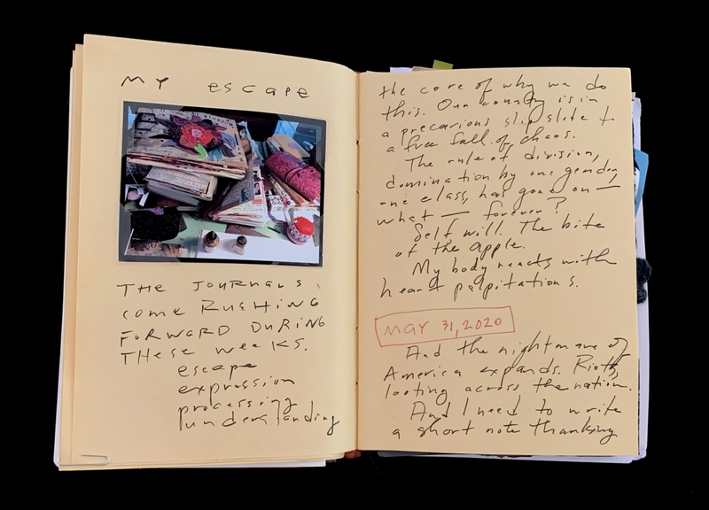 A handwritten journal page titled "My Escape" with a photograph and various handwritten notes.