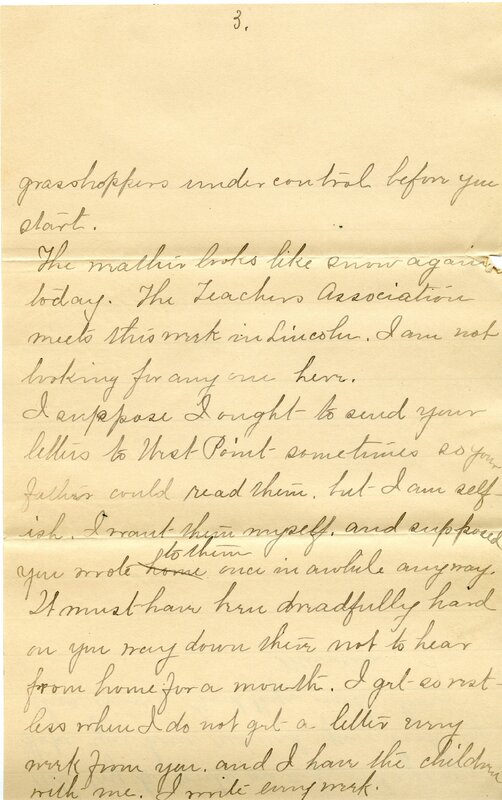 Handwritten 6 page letter from Marcia Bruner to Lawrence Bruner, "I will scratch you a few lines tonight for…"