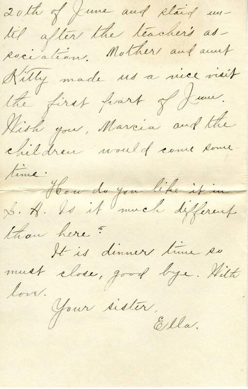 Handwritten 8 page letter from Ella Bruner to Lawrence Bruner, "I have been wanting to write to you for a long time…"