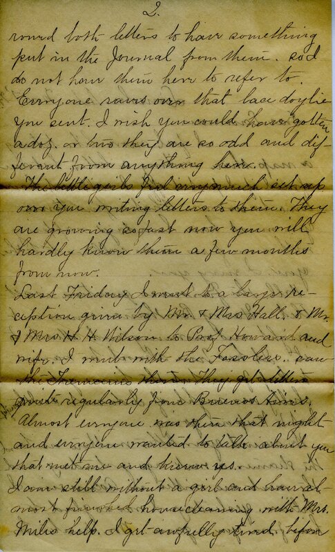 Handwritten 6 page letter from Marcia Bruner to Lawrence Bruner, "I feel more like taking a nap than writing a letter…"