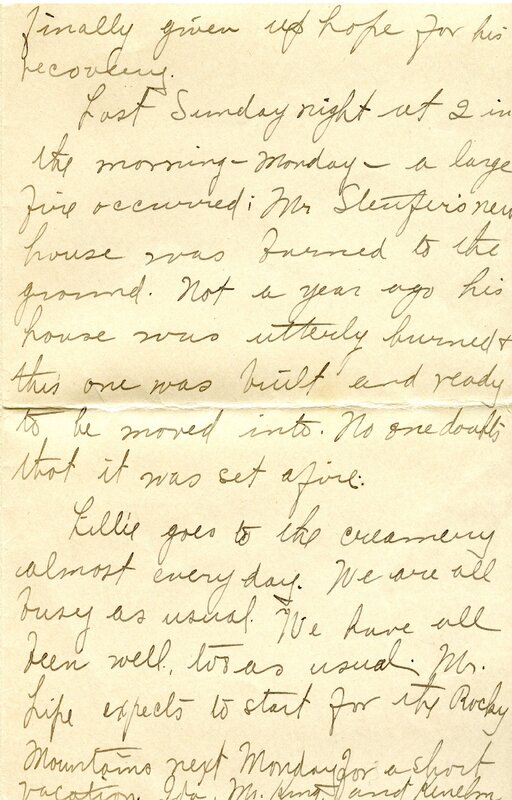Handwritten 8 page letter from Amy Bruner to Lawrence Bruner, "Although you are so far away when I write…"