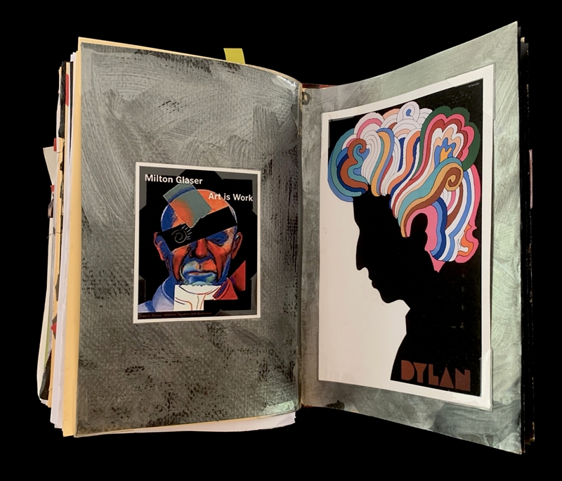 A collection of artistic and graphic design elements displayed in a scrapbook-style layout.