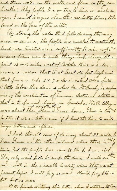 Handwritten 10 page letter from Lawrence Bruner to Marcia Bruner, "Since I am way off here 'measly 100 miles from nowhere'..."