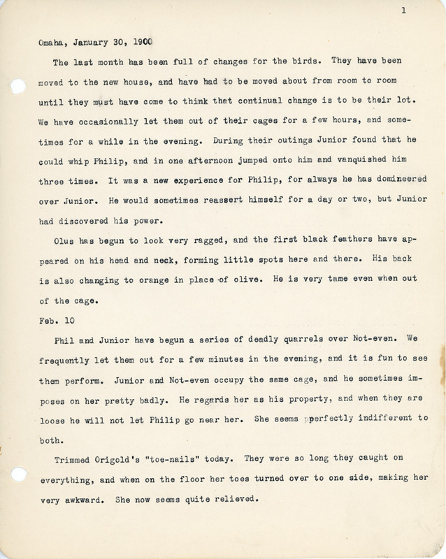 Elizabeth Van Sant transcribed letters