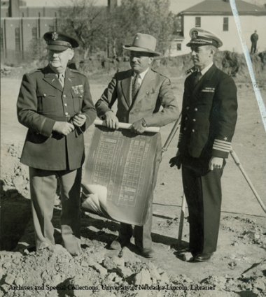 Architect Ellery H. Davis (center) with military science faculty.