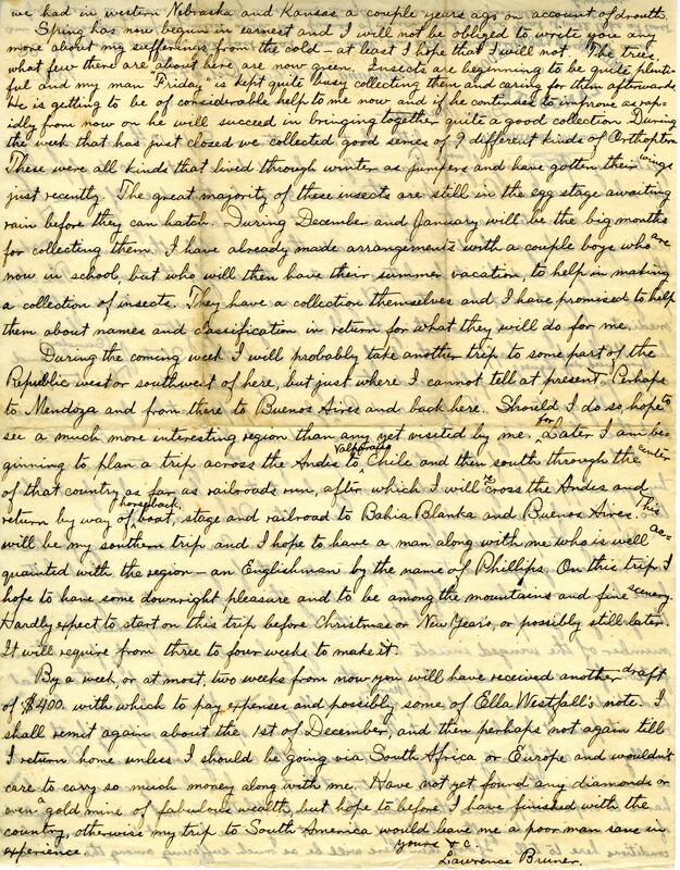 Handwritten 2 page letter from Lawrence Bruner to Marcia Bruner, "Your letter that was written Sept. 12th came day before yeserday after doing by way of France."