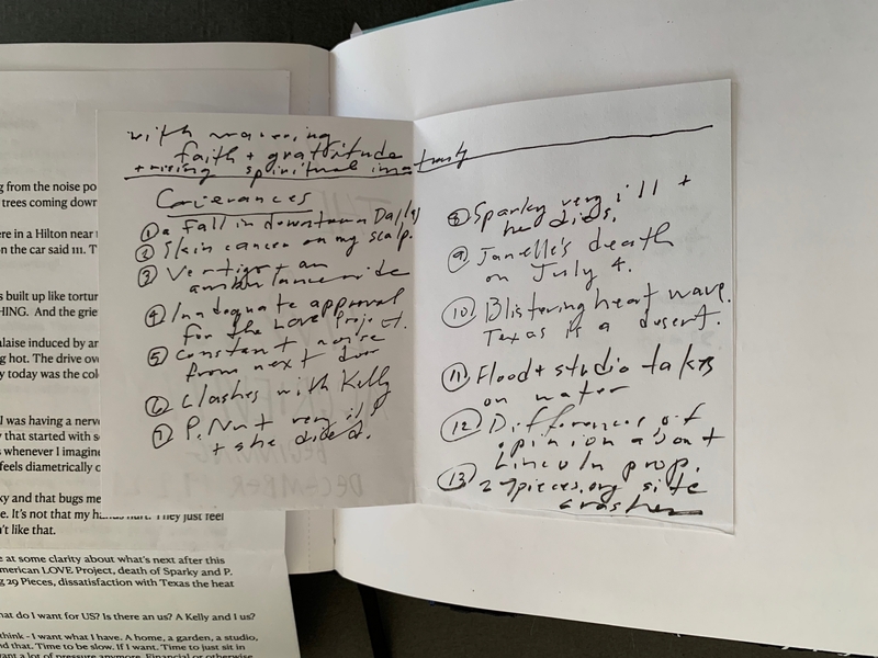 A handwritten journal page with a list of personal and significant events.