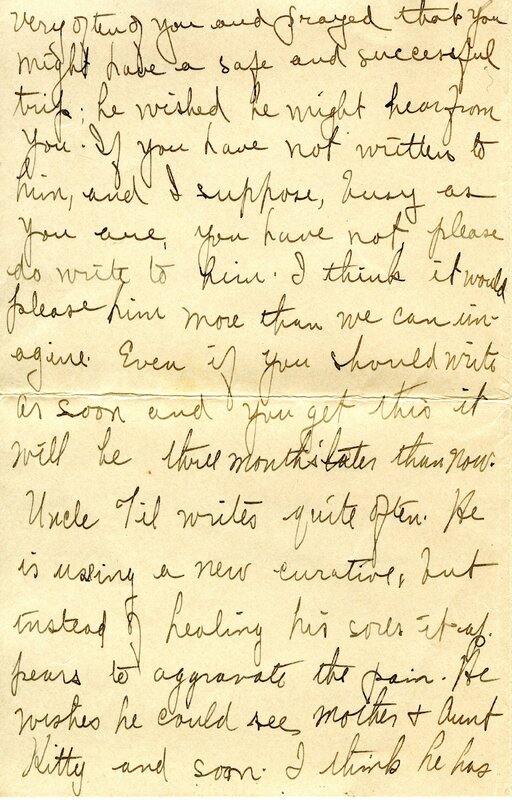 Handwritten 8 page letter from Amy Bruner to Lawrence Bruner, "Although you are so far away when I write…"