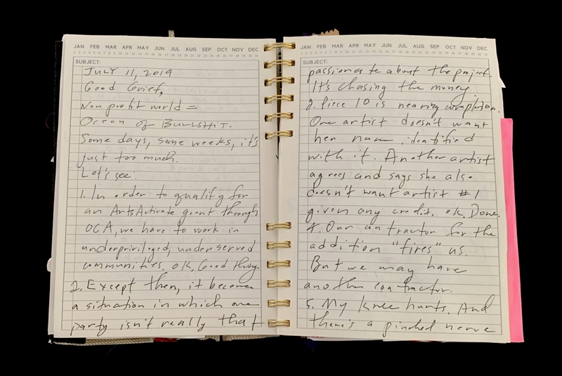 A handwritten notebook entry dated July 11, 2019, discussing project-related issues and personal health concerns.