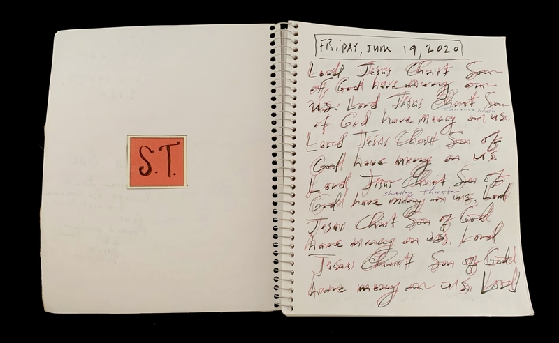 A handwritten page from a notebook dated Friday, June 19, 2020, featuring repeated prayers.