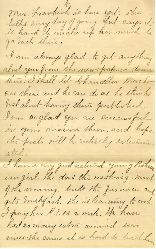 Handwritten 9 page letter from Marcia Bruner to Lawrence Bruner, "An unusual thing received last week…"