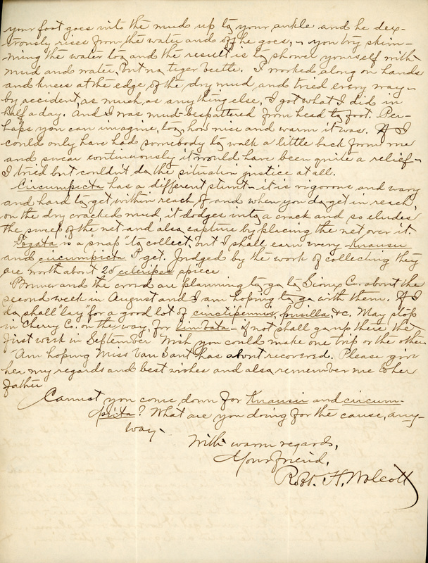 Handwritten letter, 2 pages, from Robert H. Wolcott to Frank H. Shoemaker, "Mie gehts! Was machts due? Why dont you write When are you coming down?"