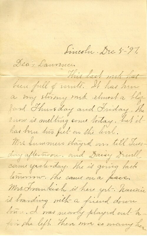 Handwritten 8 page letter from Marcia Bruner to Lawrence Bruner, "This last week has been full of events…"