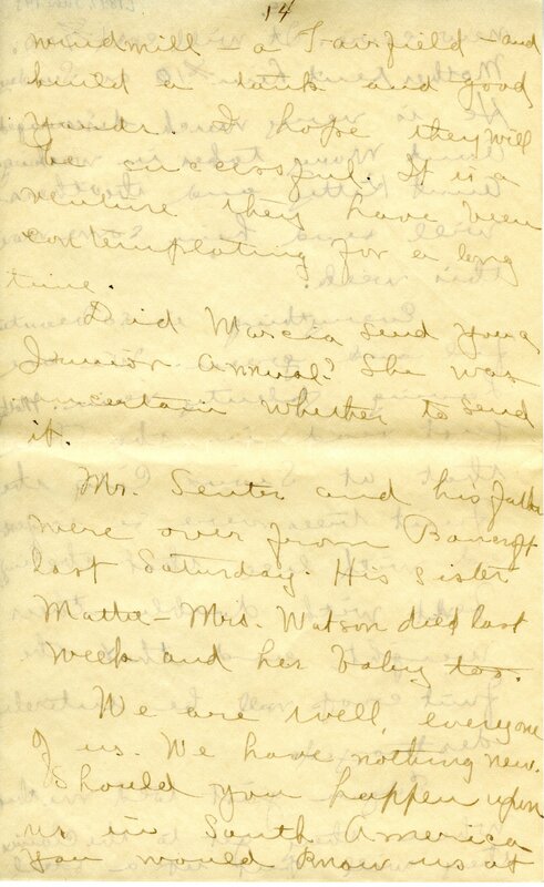Handwritten 18 page letter from Amy Bruner to Lawrence Bruner, "Did you think I was never going to write…"