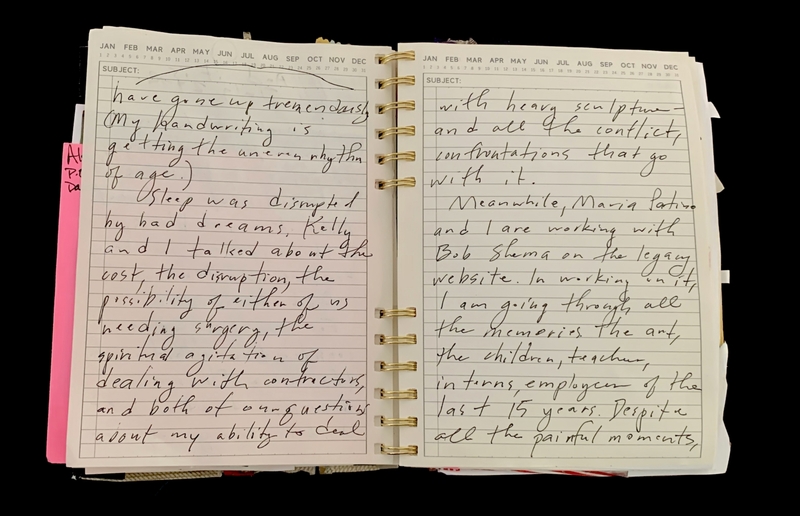A handwritten journal entry discussing personal and professional challenges, including handwriting changes, sleep disruptions, and work on a legacy website.