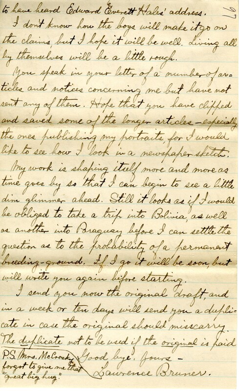 Handwritten 6 page letter from Lawrence Bruner to Marcia Bruner, "I have just received your letter that is dates 'West Point, June 26th'..."