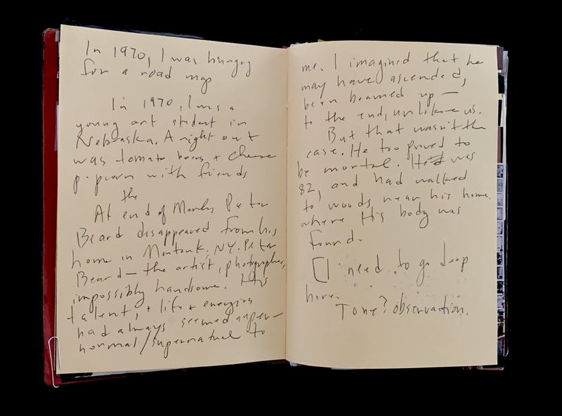 A handwritten journal entry discussing a personal anecdote from 1970, mentioning a disappearance and a theory about ascension.