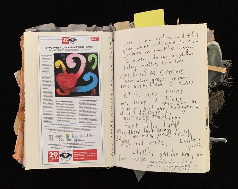 A page from a book or magazine with a handwritten note and a printed advertisement.