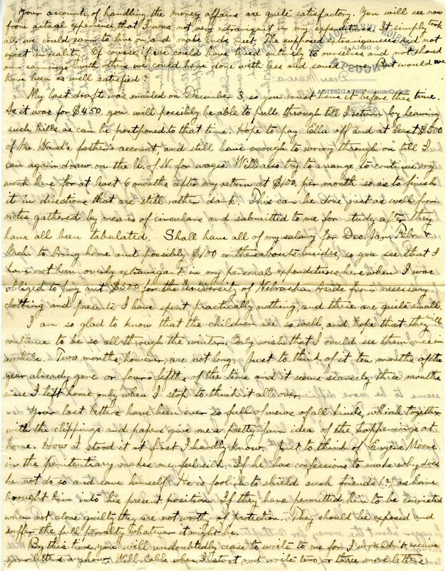 Handwritten 2 page letter from Lawrence Bruner to Marcia Bruner, "Well I am back again at Caracana, after 10 days…"