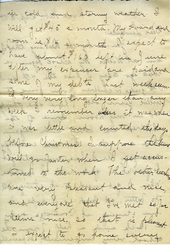 Handwritten 10 page letter from Amy Bruner to Lawrence Bruner, "You see by the heading that I am at Wisner…"