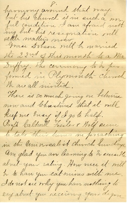 Handwritten 9 page letter from Marcia Bruner to Lawrence Bruner, "An unusual thing received last week…"