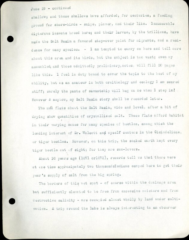 Frank H. Shoemaker typescript, 46 pages, detailing bird sightings, field trips, photography, and associated activities in Omaha, Nebraska.