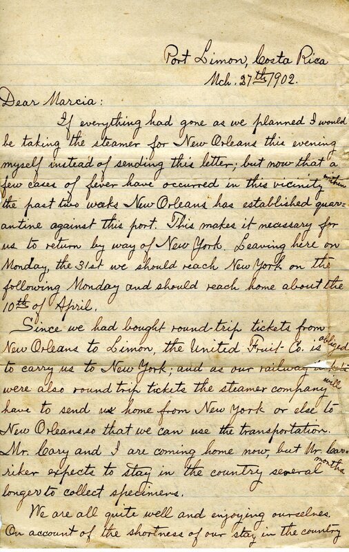 Handwritten 2 page letter from Lawrence Bruner to Marcia Bruner, "If everything had gone as we planned I would be…"