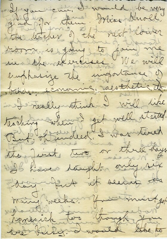 Handwritten 10 page letter from Amy Bruner to Lawrence Bruner, "You see by the heading that I am at Wisner…"
