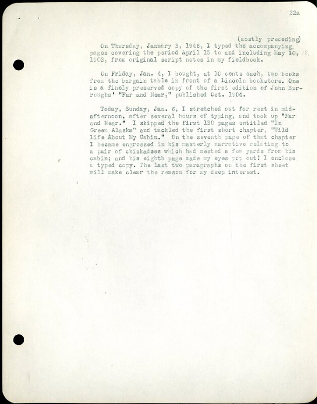 Frank H. Shoemaker typescript, 32 pages, detailing bird sightings, field trips, photography, and associated activities in Omaha, Nebraska.