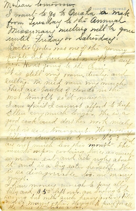 Handwritten 8 page letter from Marcia Bruner to Lawrence Bruner, "It seems harder every Sunday…"