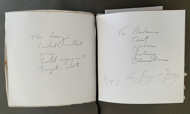 A journal page with handwritten notes and titles.