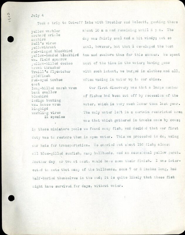 Frank H. Shoemaker typescript, 46 pages, detailing bird sightings, field trips, photography, and associated activities in Omaha, Nebraska.