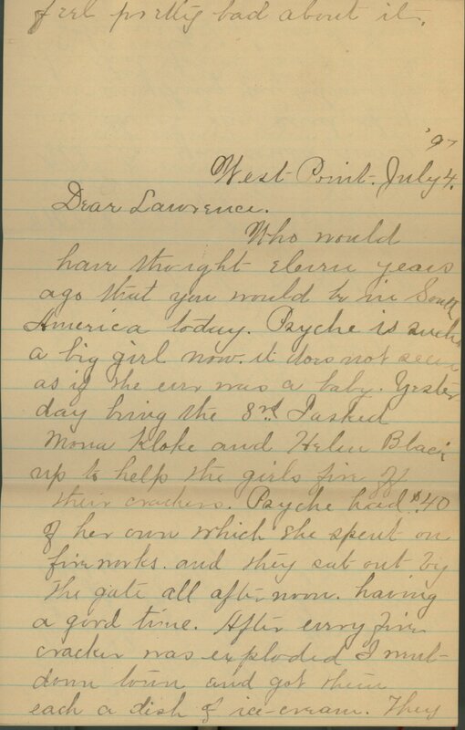 Handwritten 6 page letter from Marcia Bruner to Lawrence Bruner, "Who would have thought…"