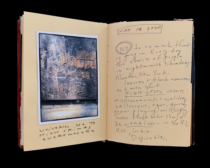 A handwritten page with a Polaroid photograph and accompanying text, dated May 14, 2020.