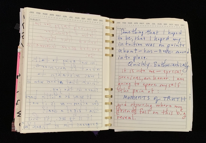A handwritten notebook page with entries and a title indicating a personal reflection or journal entry.