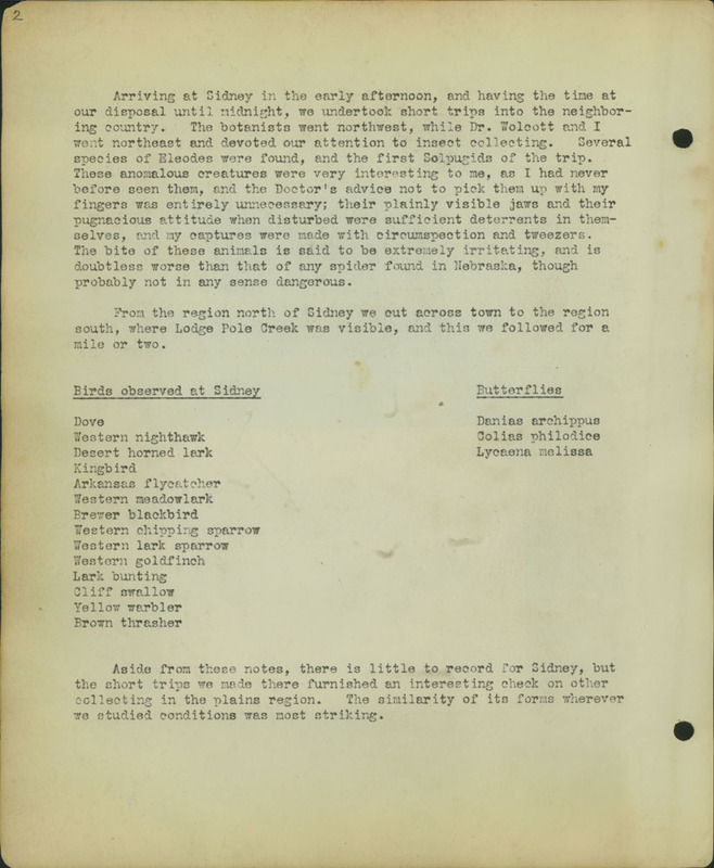 Frank Shoemaker Narratives, Sidney, Banner County, Scotts Bluff, July 30-Aug. 9, 1911