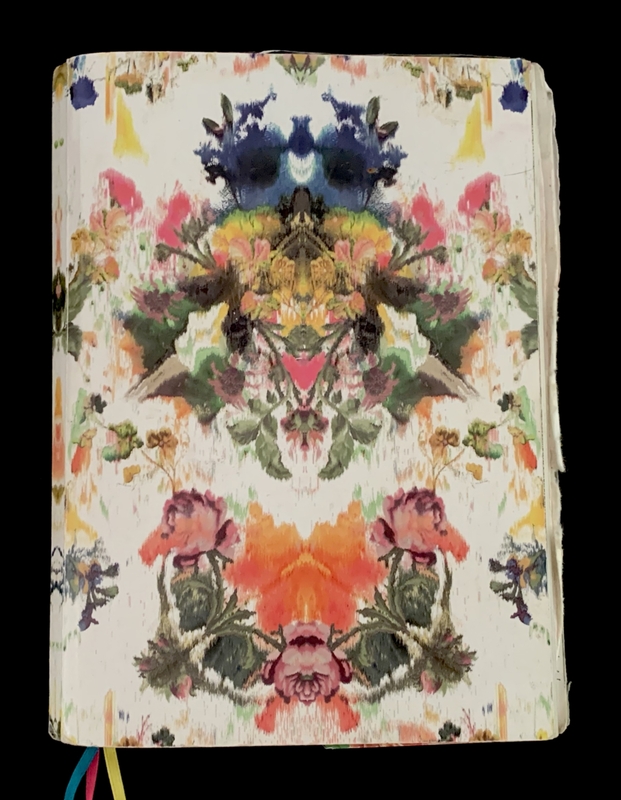 Journal cover with a colorful, symmetrical floral pattern resembling an inkblot test.
