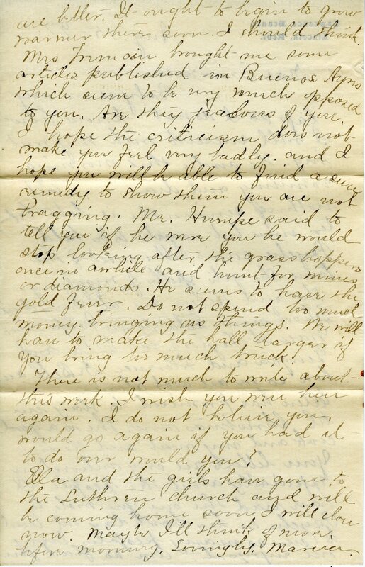 Handwritten 11 page letter from Marcia Bruner to Lawrence Bruner, "The letter you wrote June 27 got here…"