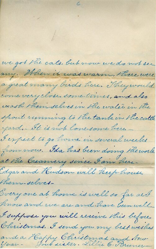 Handwritten 10 page letter from Lillie C. Bruner to Lawrence Bruner, "We read several of your letters sent from home…"