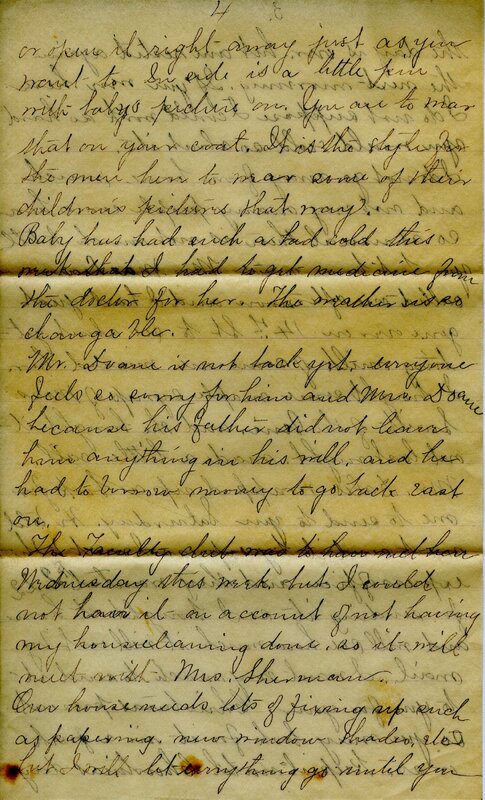 Handwritten 6 page letter from Marcia Bruner to Lawrence Bruner, "I feel more like taking a nap than writing a letter…"