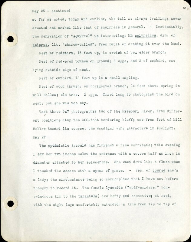 Frank H. Shoemaker typescript, 46 pages, detailing bird sightings, field trips, photography, and associated activities in Omaha, Nebraska.