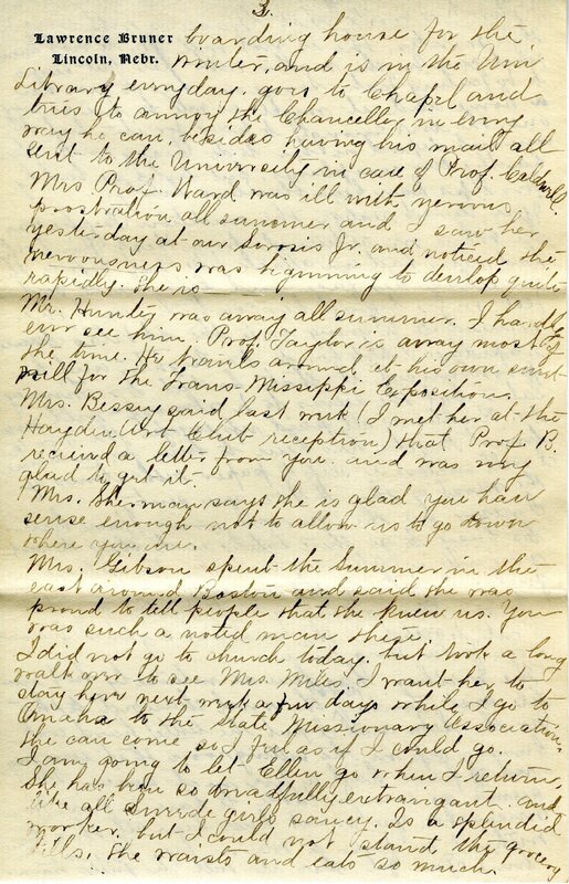 Handwritten 5 page letter from Marcia Bruner to Lawrence Bruner, "I think I will have to change the day that I write…"