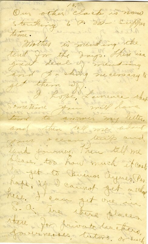 Handwritten 18 page letter from Amy Bruner to Lawrence Bruner, "Did you think I was never going to write…"