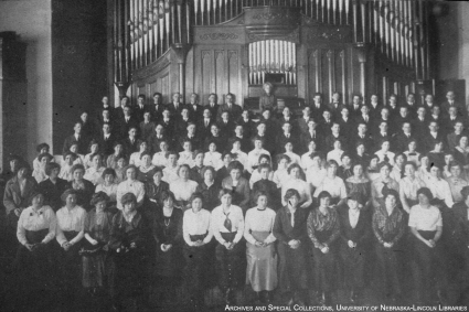 University Chorus inside , organ in background