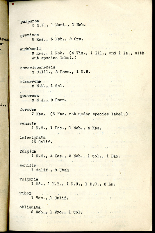 Frank H. Shoemaker typescript, 31 pages, including notes and list on CICINDELIDAE in the Carnegie Museum, Pittsburgh, PN, Nebraska, and his own collection.
