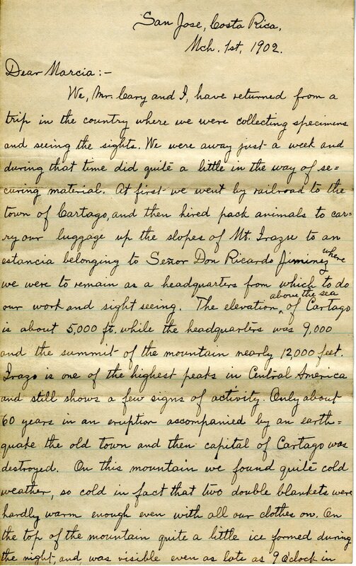 Handwritten 4 page letter from Lawrence Bruner to Marcia Bruner, "We, Mr. Leary and I, have returned from a trip…"