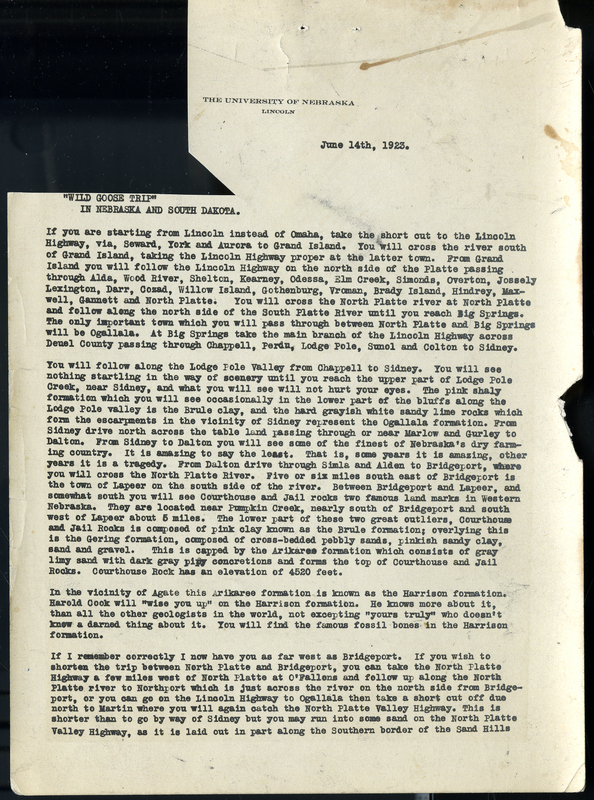 Frank H. Shoemaker typescript, 7 pages, detailing story titled "Wild Goose Trip."