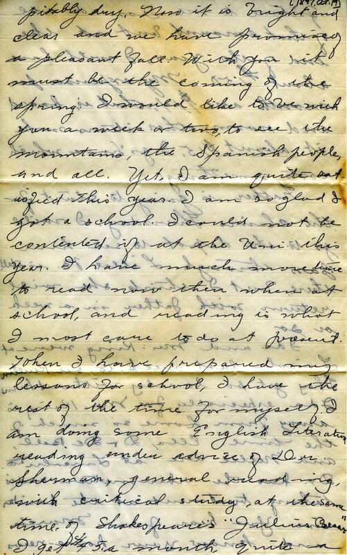 Handwritten 6 page letter from Amy Bruner to Lawrence Bruner, "I feel like writing to you this evening…"