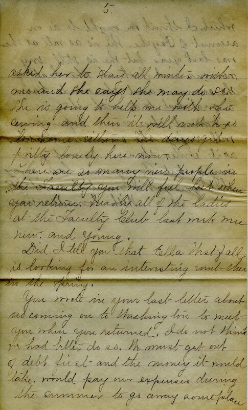 Handwritten 5 page letter from Marcia Bruner to Lawrence Bruner, "I think I will have to change the day that I write…"